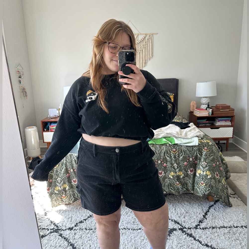 Black “Dad” Denim Shorts